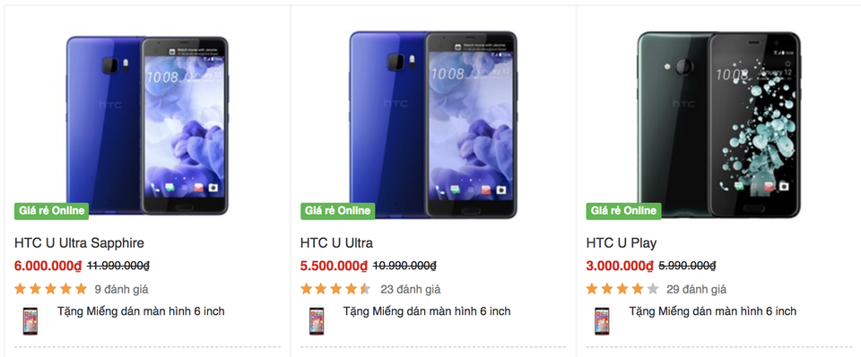 HTC bất ngờ giảm sốc U Ultra về mức dưới 5,5 triệu đồng - 1 HTC giảm giá đồng loạt sản phẩm U tại Việt Nam