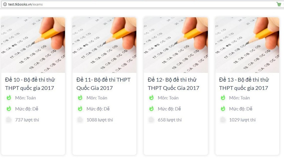 ThS Đỗ Đường Hiếu vạch lộ trình luyện thi môn Toán THPTQG 2018 - 4
Học sinh nên luyện giải các đề thi thử nhiều cấp độ trên các web như test.tkbooks.vn