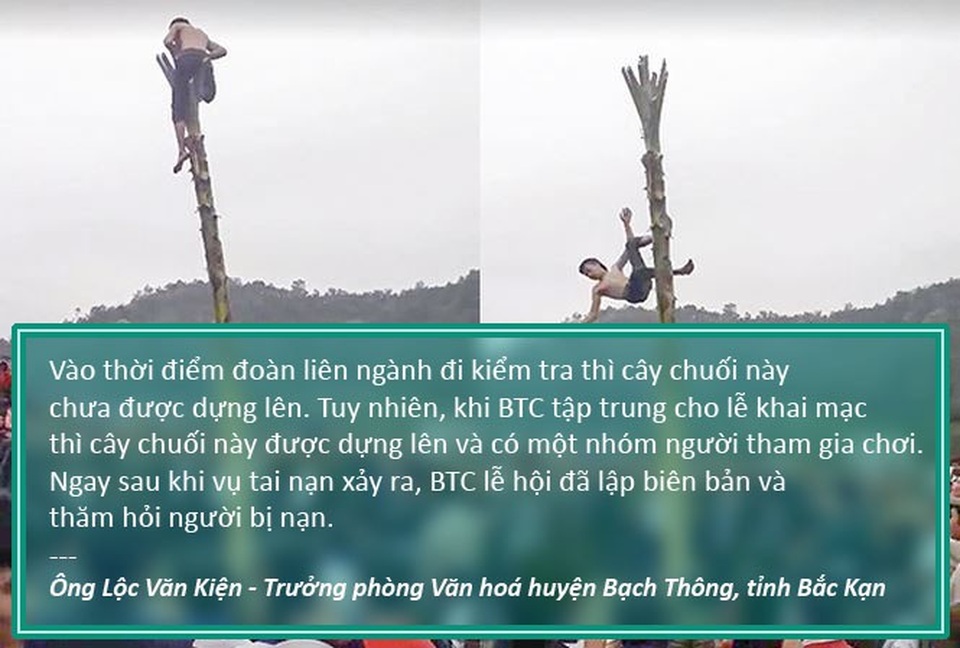 Xem thêm: Yêu cầu báo cáo về thanh niên bị ngã bất tỉnh khi trèo ngọn chuối lấy lộc trong lễ hội