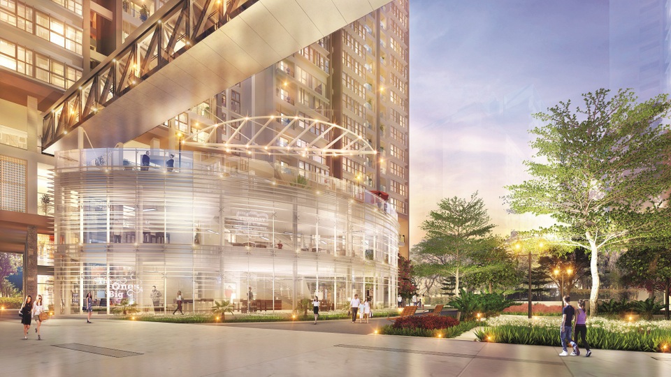 Cửa hàng mua sắm không chỉ tập trung từ tầng trệt đến tầng 4 của hai khối nhà chính, mà riêng The Signature được chủ đầu tư nghiên cứu và bố trí thêm ở tòa nhà hình trứng và tòa nhà chiếc lá