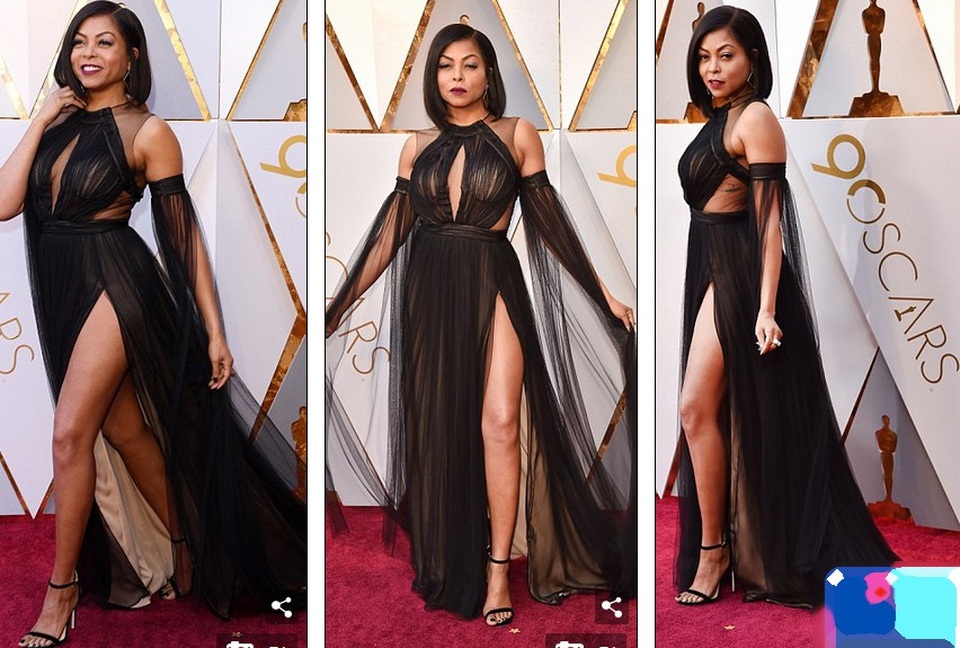 Người đẹp dập dìu khoe dáng trên thảm đỏ Oscar - 11
Taraji P. Henson khoe chân dài sexy