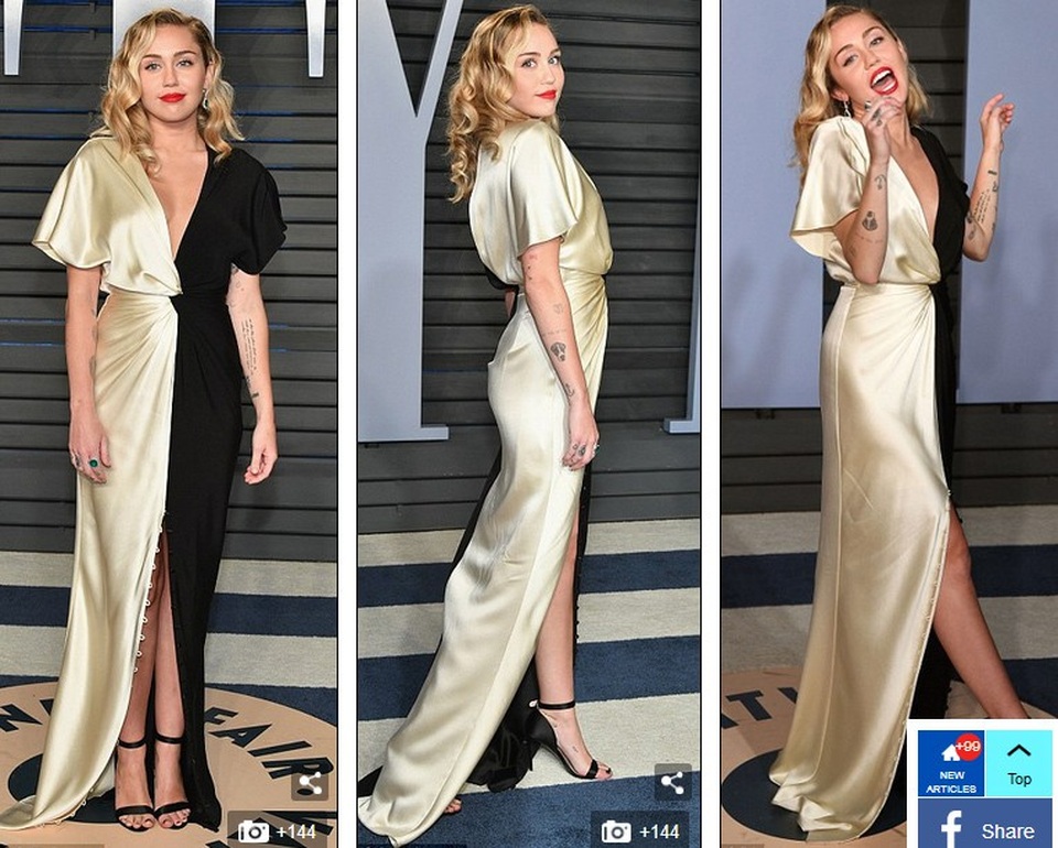 Choáng váng với người đẹp phô trọn "vòng một" trong tiệc Oscar - 12
Miley Cyrus kín đáo bất ngờ
