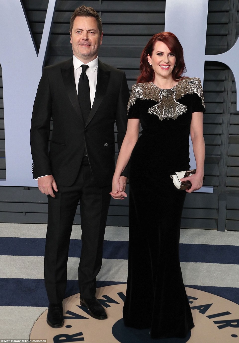 Choáng váng với người đẹp phô trọn "vòng một" trong tiệc Oscar - 31
Nick Offerman và Megan Mullally