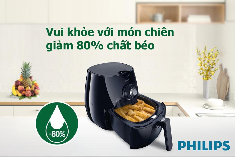 Ấm vị cơm lành, mẹ thảnh thơi xuân mới - 3 Với nồi chiên không dầu Philips, cả nhà thoải mái tận hưởng những món chiên rán mà không lo béo ngấy.