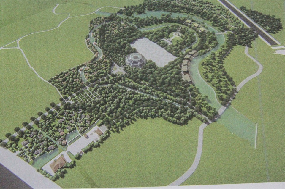 
Phối cảnh tổng thể công viên Hòa Bình Mỹ Lai. Ngoài khu chứng tích, công viên còn có quảng trường trung tâm, khu tháp chuông, khu dịch vụ văn hóa, dịch vụ thương mại...
