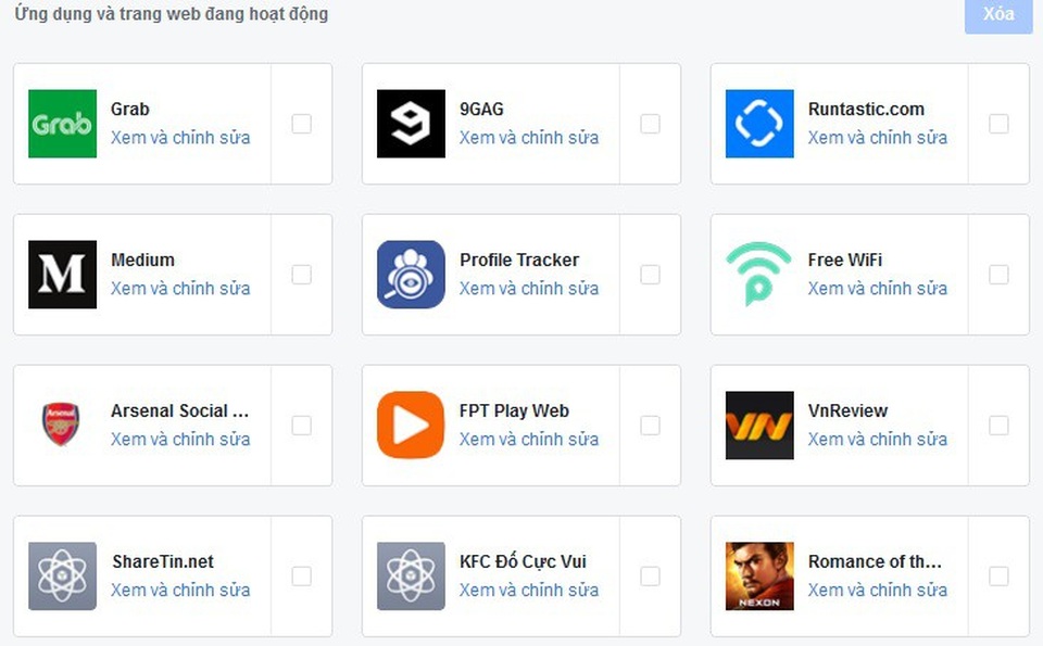 Cách kiểm tra tài khoản Facebook có bị khai thác trái phép hay không - 3 Danh sách các ứng dụng đã cài đặt trên Facebook. Nhấn vào mục “Xem và chỉnh sửa” để xem quyền hạn của từng ứng dụng