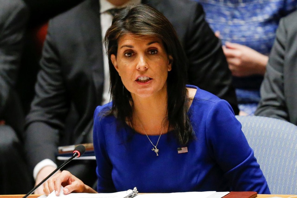Đại sứ Mỹ tại Liên Hợp Quốc Nikki Haley (Ảnh: Reuters)