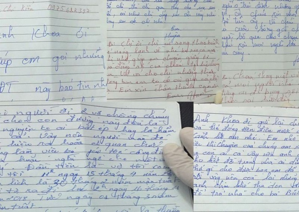 Lá thư tuyệt mệnh của vợ chồng anh H để lại