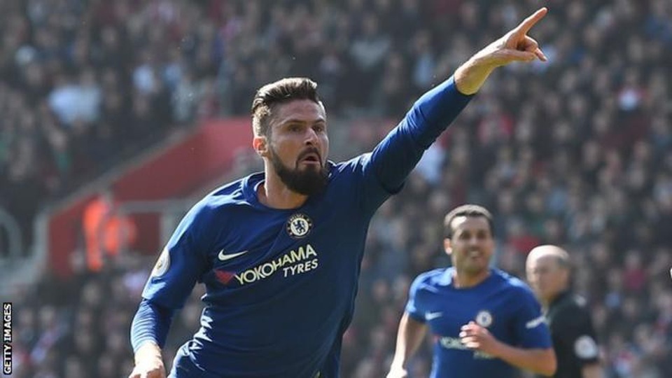 Cú đúp của Olivier Giroud đã giúp Chelsea lội ngược dòng giành chiến thắng trước Southampton