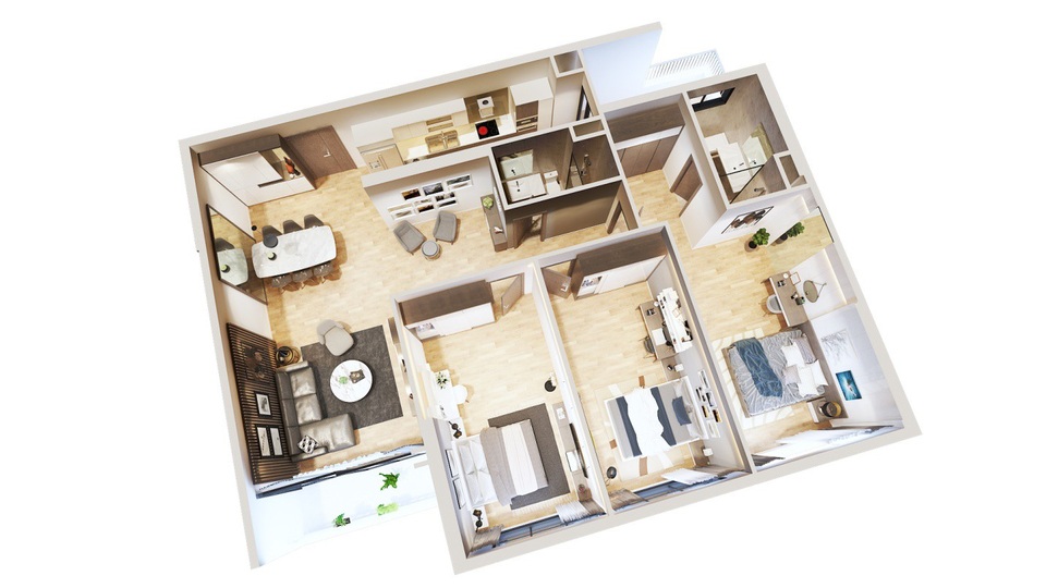 Không gian xanh – Xu hướng lựa chọn chung cư mới - 2 Căn hộ loại A1 với 3 phòng ngủ tại Bohemia Residence