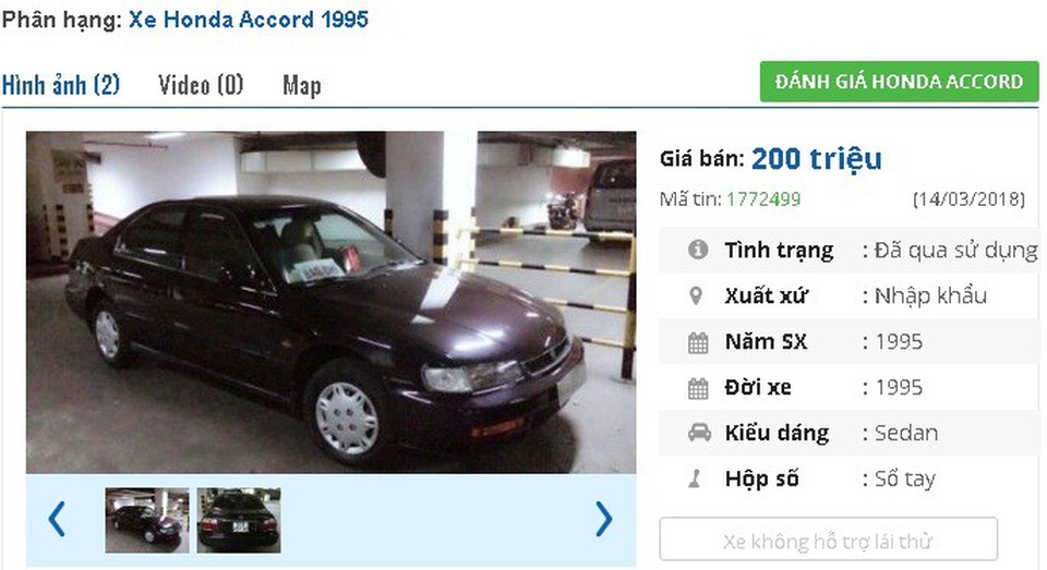 Những chiếc ô tô Honda cũ này đang rao bán tầm giá 200 triệu đồng tại Việt Nam - 4
Chiếc Honda Accord năm sản xuất 1995, nhập khẩu màu khá đẹp này đang được rao bán giá 200 triệu dồng. Xe hộp số tay, được trang bị nệm da, máy lạnh, nội thất ốp vân gỗ, tay lái bọc da, gương chỉnh điện, 2 túi khí, màn hình DVD…