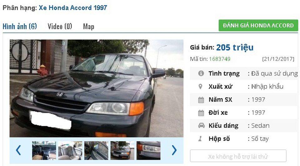Những chiếc ô tô Honda cũ này đang rao bán tầm giá 200 triệu đồng tại Việt Nam - 5
Một chiếc Honda Accord đời 1997, xe nhập đang được chủ nhân rao bán giá 205 triệu đồng. Xe được bảo hành 1 năm.