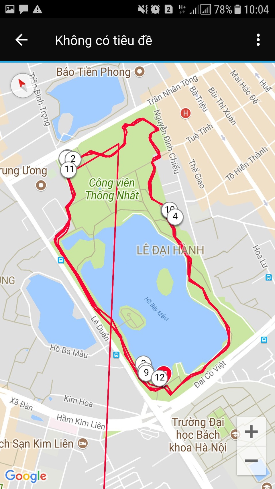 Hàng loạt người yêu chạy bộ "tố" đồng hồ chuyên dụng Garmin đo sai - 3
Chia sẻ của một người dùng mẫu Garmin Vivoactive 3, chạy 4 vòng quanh công viên Thống Nhất nhưng đồng hồ thể hiện anh lội qua hồ Bảy Mẫu.