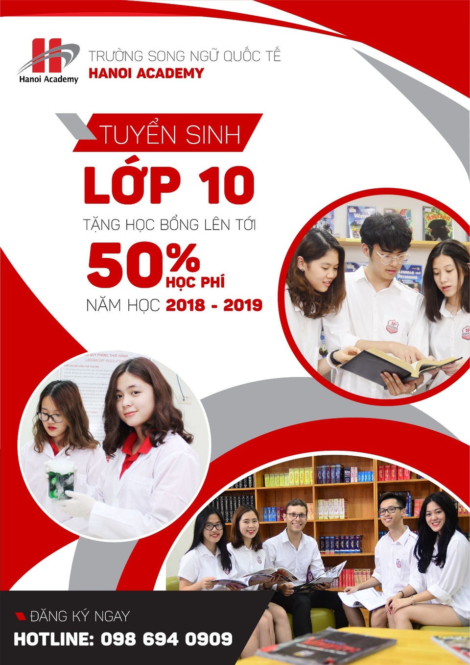 Trường Song ngữ Quốc tế Hanoi Academy mở tuyển sinh lớp 10 năm học 2018 - 2019 qua hình thức xét tuyển - 1
Trường Hanoi Academy dành tặng học bổng giá trị lên tới 50% cho các em học sinh khi đăng ký xét tuyển lớp 10.