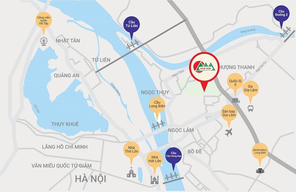Khai Sơn City sở hữu vị trí đắc địa “Nhất cận thị - nhị cận giang – tam cận lộ”.