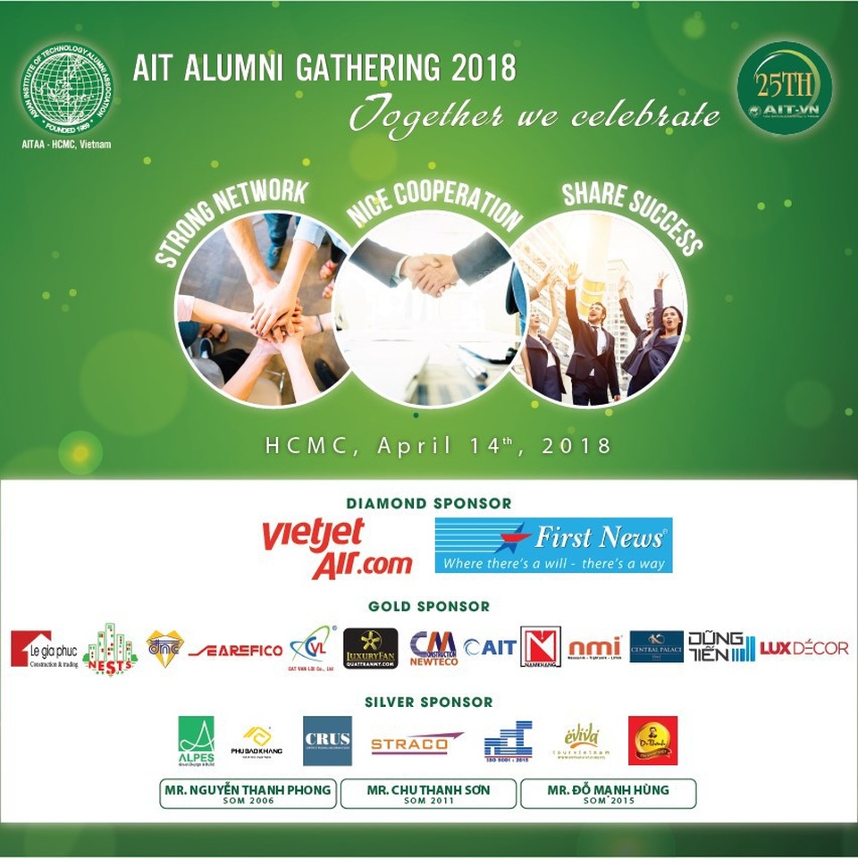 Viện Công nghệ châu Á (AIT) họp mặt cựu sinh viên và kỷ niệm 25 năm tại Việt Nam - 3
Chương trình họp mặt cựu sinh viên 2018