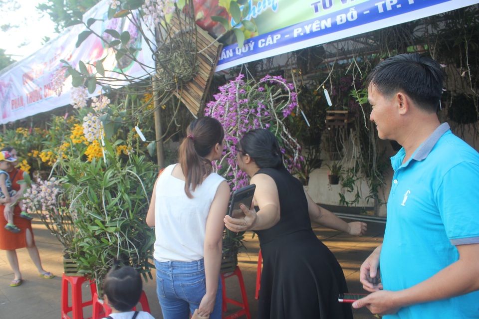 Mãn nhãn với chùm ảnh lan rừng đua sắc trong dịp nghỉ lễ - 10 Theo chị Nguyễn Trang (Nguyễn Viết Xuân, TP.Pleiku) cho sẻ: Lan rừng thường có mùi thơm nhẹ, màu sắc đẹp và đặc biệt là lâu tàn nên mình rất thích. Mình đến đây mong sẽ tìm được một giò lan ưng ý để về chưng trong dịp lễ