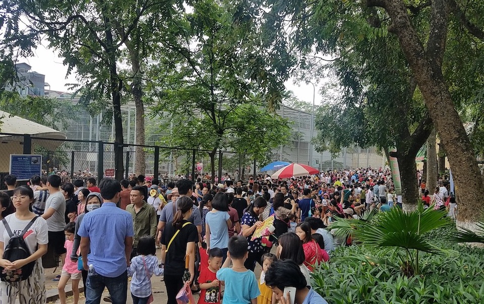 Hà Nội: "Nghẹt thở" chen chân đưa con đi chơi vườn thú Thủ Lệ - 4
Không gian bên trong công viên luôn đông nghịt người.