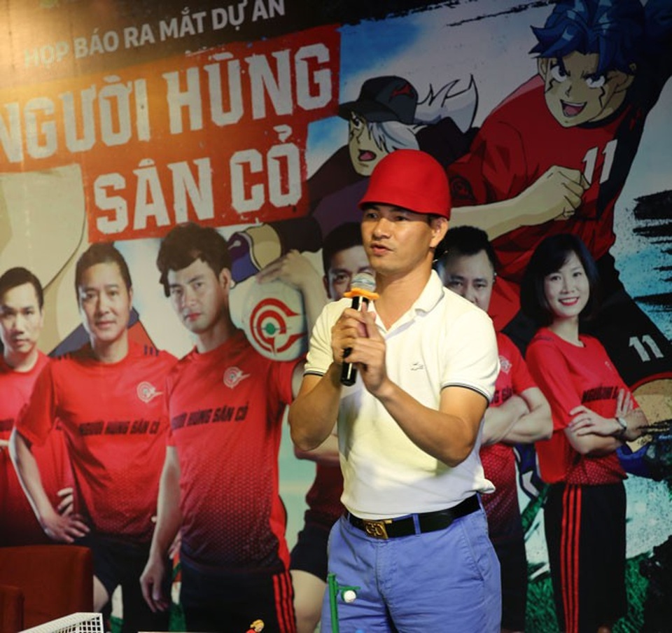 Xuân Bắc tại buổi ra mắt dự án Người hùng sân cỏ.
