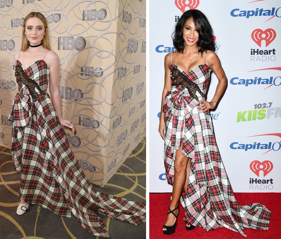 Khi các sao lớn cũng “đụng hàng… chan chát” - 3 Nữ diễn viên Kathryn Newton (trái) và nữ diễn viên Jada Pinkett Smith (phải) cùng lựa chọn một mẫu váy đi dự sự kiện trong năm 2017.