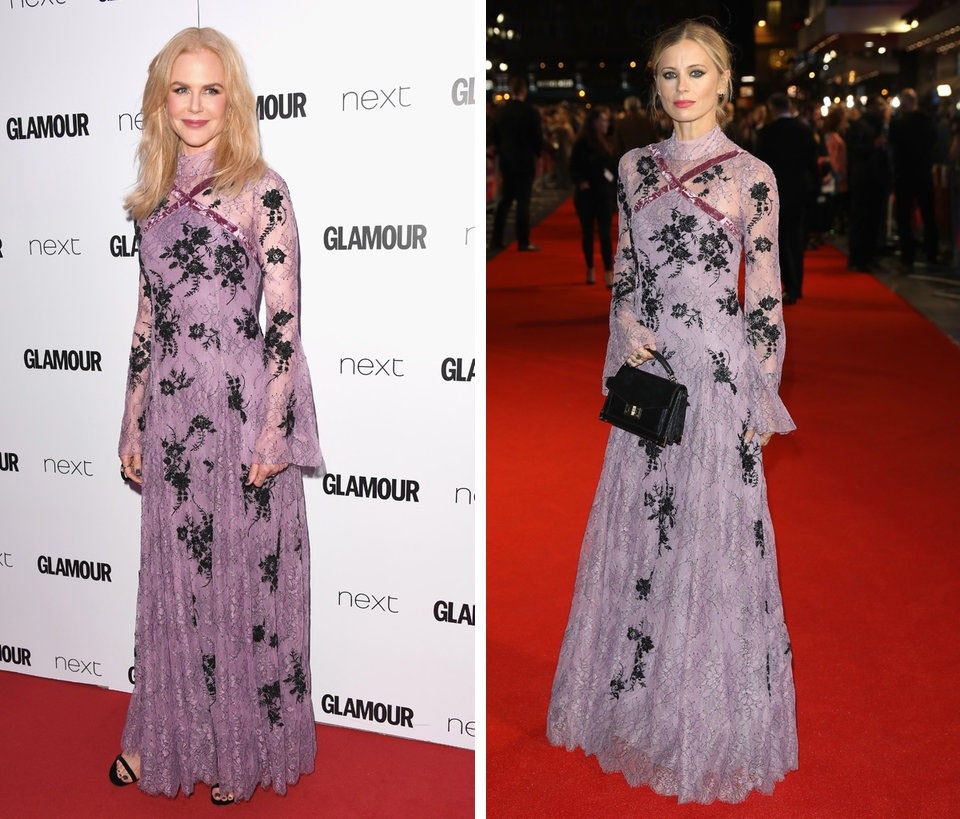 Khi các sao lớn cũng “đụng hàng… chan chát” - 12 Hai nữ diễn viên Nicole Kidman (trái) và Laura Bailey (phải) trong hai lần xuất hiện tại sự kiện hồi năm 2017 vừa qua.