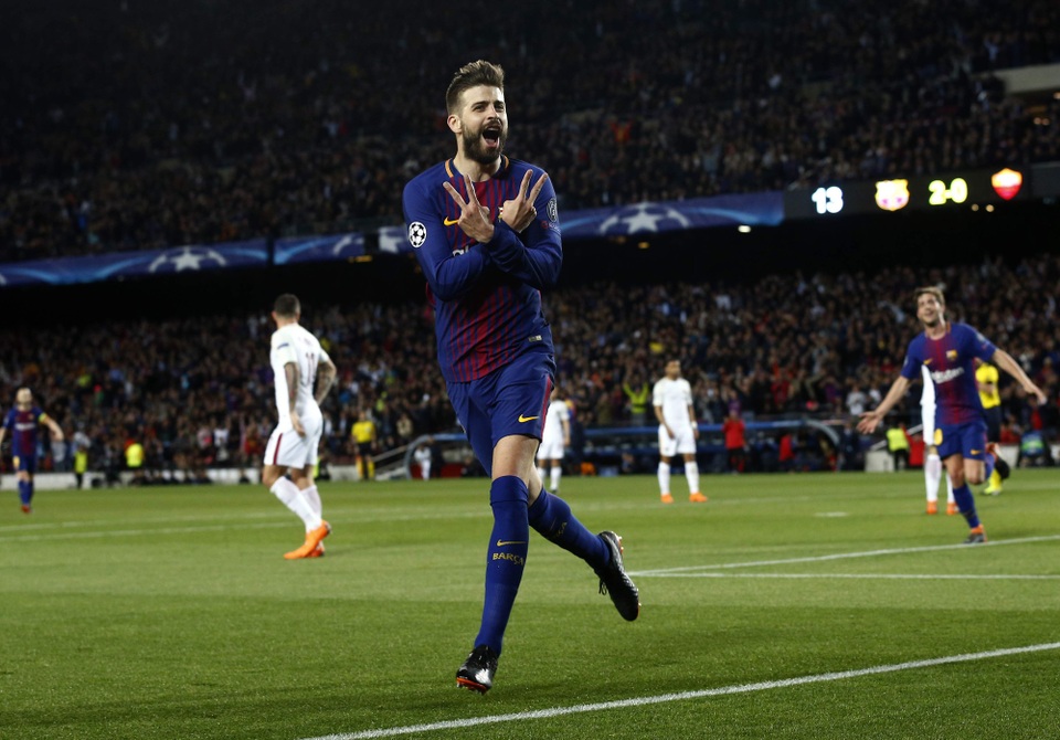 11 cầu thủ xuất sắc nhất ở lượt đi tứ kết Champions League - 2 Pique đóng góp 1 bàn cho Barcelona trong chiến thắng 4-1 trước AS Roma