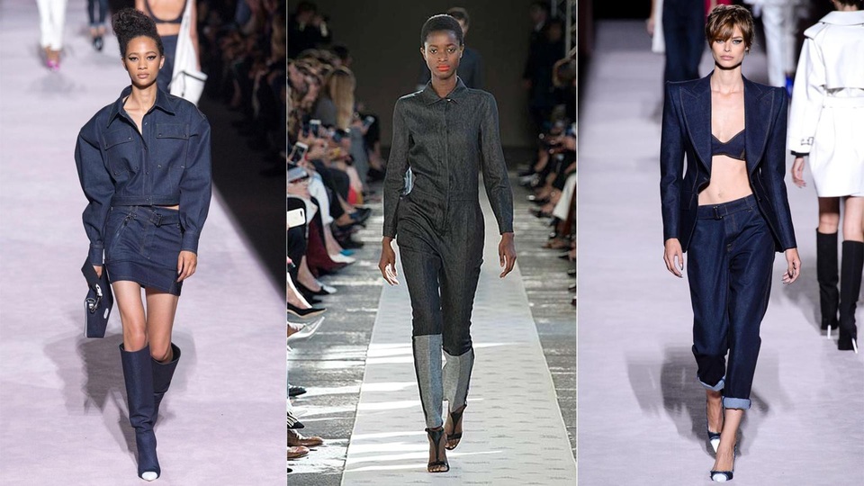 Năm 2018, nam giới sẽ mặc quần soóc “siêu ngắn” và “jumpsuit”? - 2 Từ trái sang phải: Những thiết kế denim của Tom Ford; Max Mara; Tom Ford