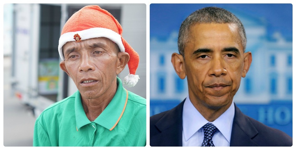 Người đàn ông có ngoại hình khá giống cựu Tổng thống Obama gây sốt mạng - 2 Chú Dũng (bên trái ảnh) khá giống với cựu Tổng thống Mỹ Obama (bên phải ảnh)