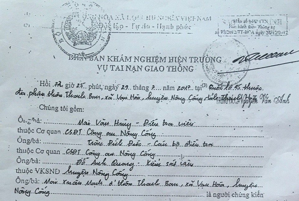 Thanh Hóa: Cán bộ điều tra chủ quan không kiểm tra lai lịch người chứng kiến! - 3 Biên bản khám nghiệm hiện trường có nêu địa chỉ của người chứng kiến