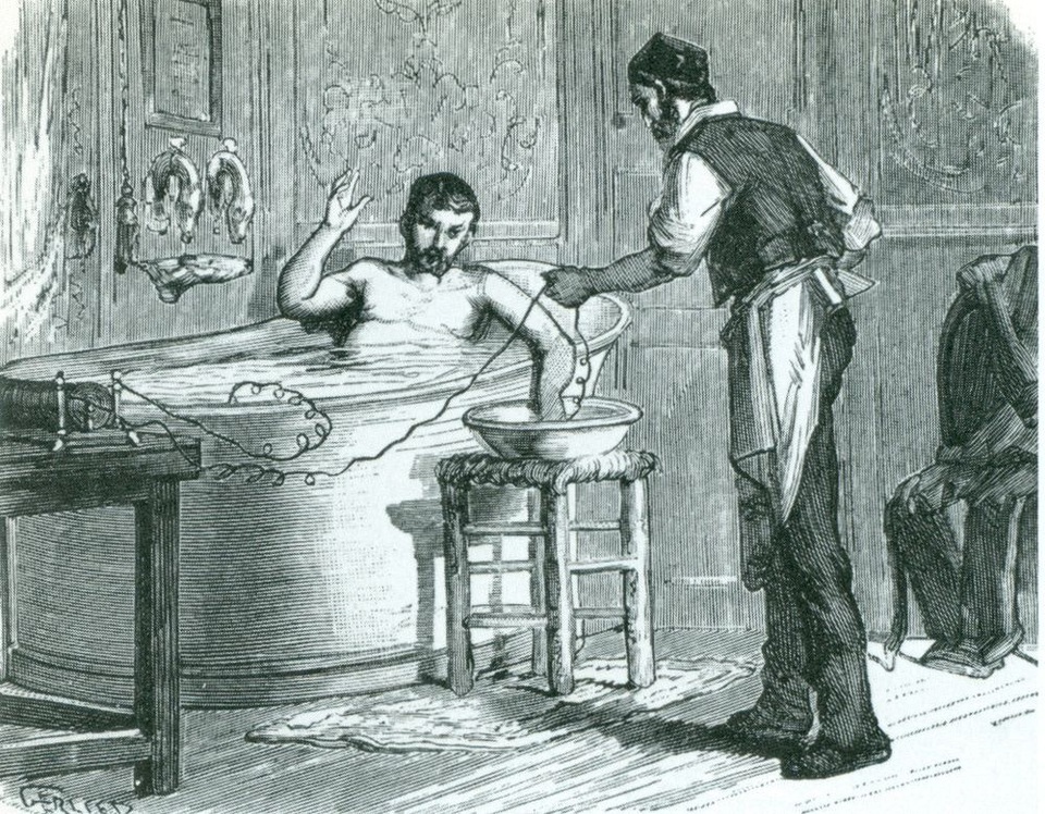 Bồn tắm điện kiểu Pháp, xuất hiện khoảng cuối những năm 1870