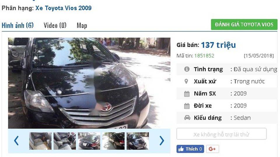 Những chiếc ô tô Toyota cũ này đang rao bán tầm giá 100 triệu đồng tại Việt Nam - 4
137 triệu là giá của chiếc Toyota Vios đời 2009, màu đen này. Xe được quảng cáo là “vừa bảo dưỡng, đã độ màn hình camera lùi, larang đúc lốp mới, gương chỉnh điện cụp điện xi nhan gương, nội thất sạch sẽ”.