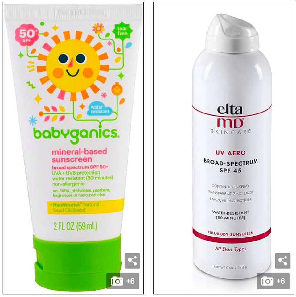 Hơn 1/3 kem chống nắng chứa chưa đến một nửa SPF ghi trên nhãn - 2 Kem chống nắng khoáng chất Babyganics (trái) và Elta MD (phải) không cung cấp được một nửa số SPF ghi trên bao bì