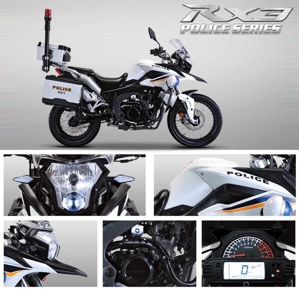 Môtô cứu hỏa của Việt Nam có gì đặc biệt? - 2 Một chiếc RX3 Adventure được Zongshen nâng cấp các trang bị chuyên dụng phục vụ cho cảnh sát Trung Quốc.