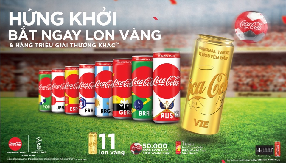 Giấc mơ vàng của bóng đá Việt được khắc họa trên mẫu lon Coca-Cola phiên bản siêu đặc biệt - 2 Chương trình khuyến mãi mùa World Cup 2018 siêu hot dành cho người hâm mộ bóng đá Việt