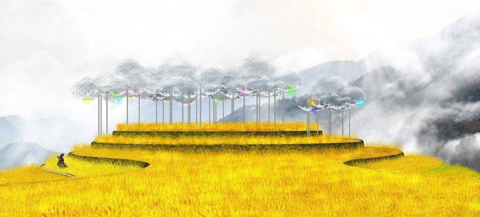 Sửng sốt hàng nghìn viên pha lê lấp lánh trên ruộng bậc thang Mù Cang Chải - 1 Mây pha lê mùa nước đổ. Ảnh: KTS Phạm Thành Dương