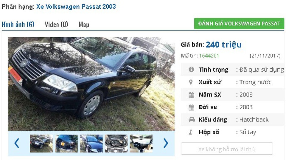 Những chiếc ô tô Volkswagen cũ đang rao bán tầm giá 200 triệu đồng tại Việt Nam - 5
Một chiếc Volkswagen PassatMT đời 2003 đang cần bán gấp, giá rao bán là 240 triệu đồng. Xe được giới thiệu là bản 1.9 Diesel tubo, được trang bị 6 túi khí, 3 màn hình, thắng ABS.