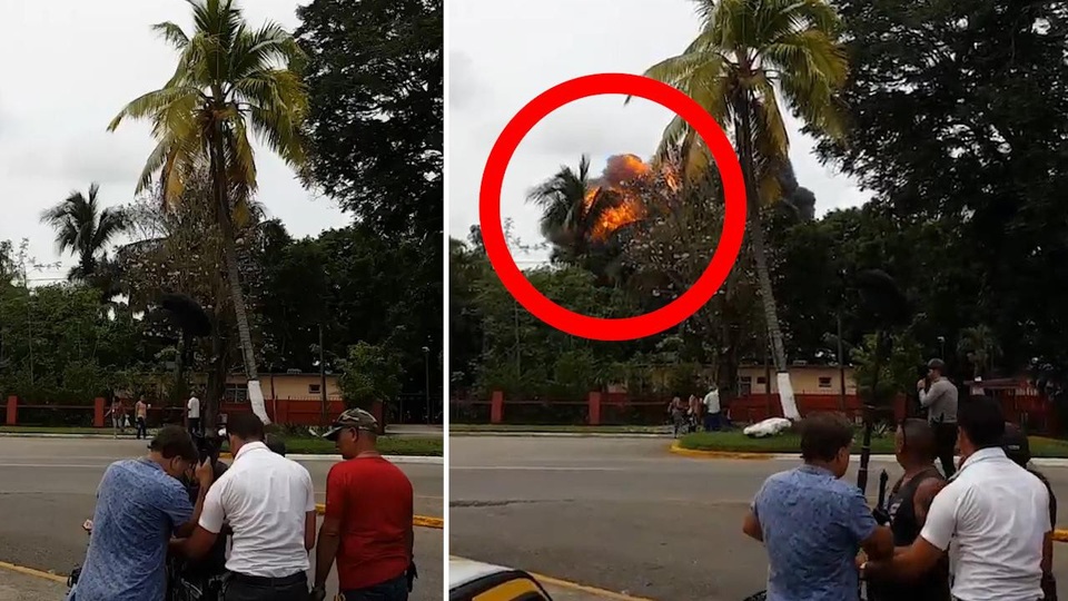 
Chiếc máy bay phát nổ gần sân bay. (Ảnh: Mirror)
