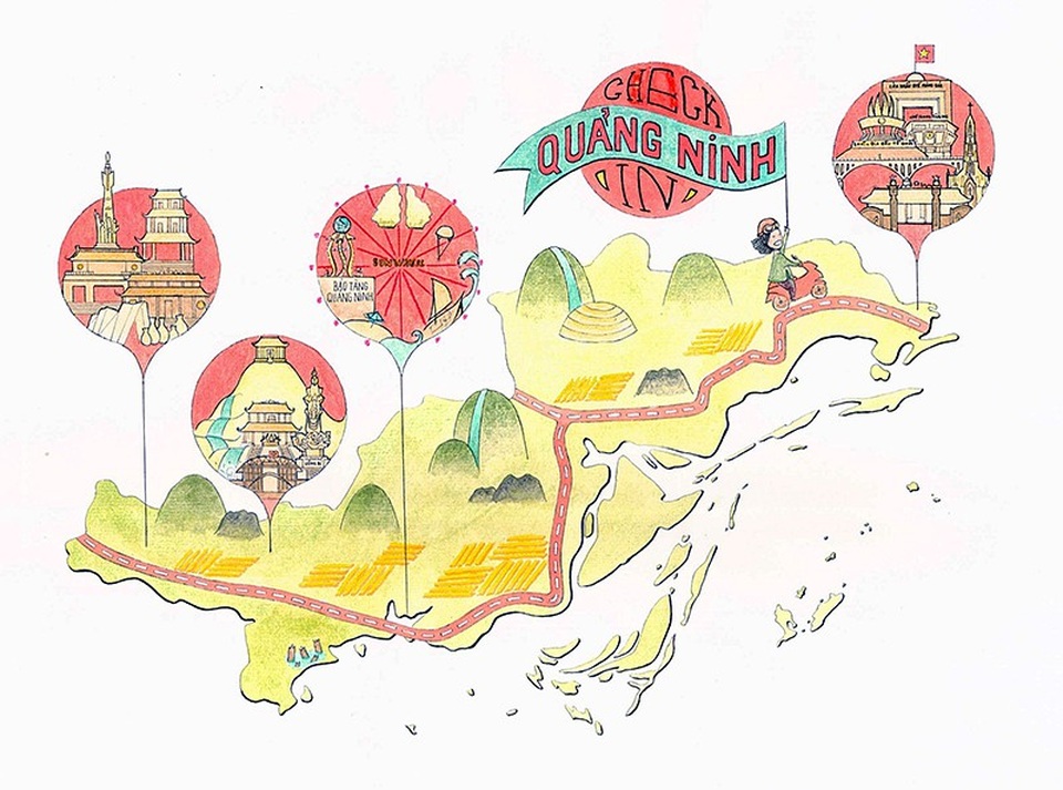 Nữ sinh tuổi 18 đoạt giải Nhất thiết kế biểu tượng quê hương - 2 Tác phẩm đoạt giải Nhất của Quỳnh Nhi: “Check in Quảng Ninh”