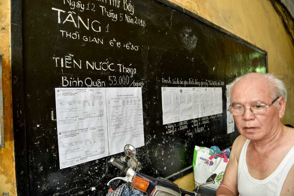 "Mạng nhện" ống nước ở khu tập thể cũ của Hà Nội - 13
Hàng tháng, tiền nước được tính chung rồi chia ra theo đầu người để các gia đình đóng góp.