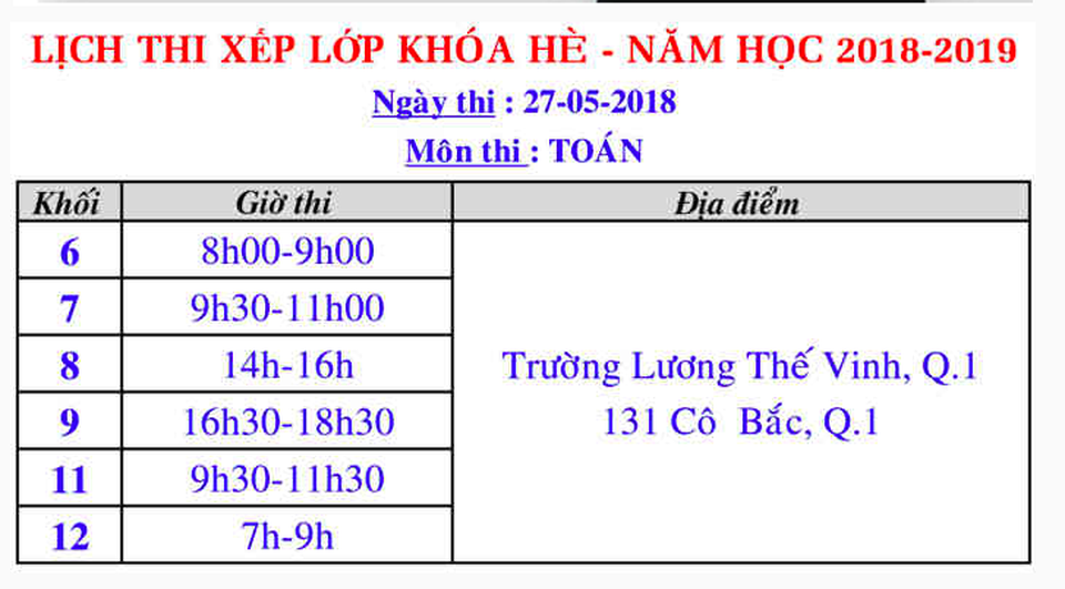 Ngỡ ngàng đi học thêm phải... thi xếp lớp - 3 Lịch thi xếp lớp học hè của trung tâm