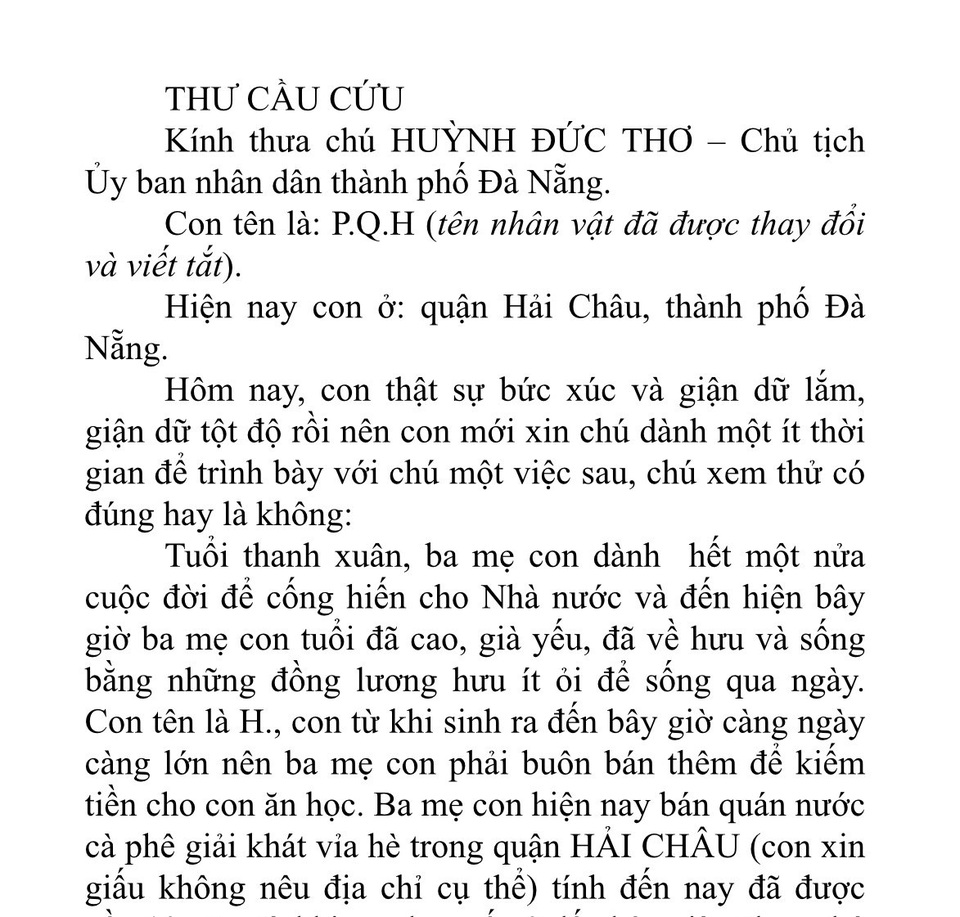 Họp lực lượng quy tắc đô thị sau tâm thư của một học sinh cầu cứu Chủ tịch thành phố - 2 Toàn bộ nội dung bức tâm thư của em học sinh gửi ông Huỳnh Đức Thơ - Chủ tịch UBND TP Đà Nẵng được công khai tại cuộc họp