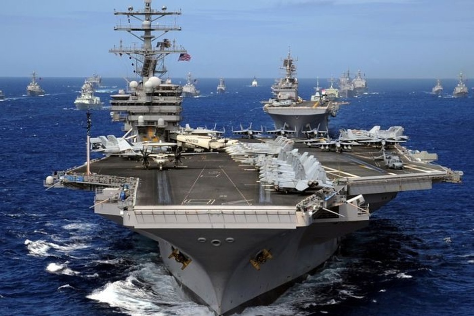 Tàu sân bay Mỹ xuất cảng trước thềm thượng đỉnh Trump - Kim - 1 Tàu sân bay USS Ronald Reagan của Mỹ (Ảnh: Yonhap)