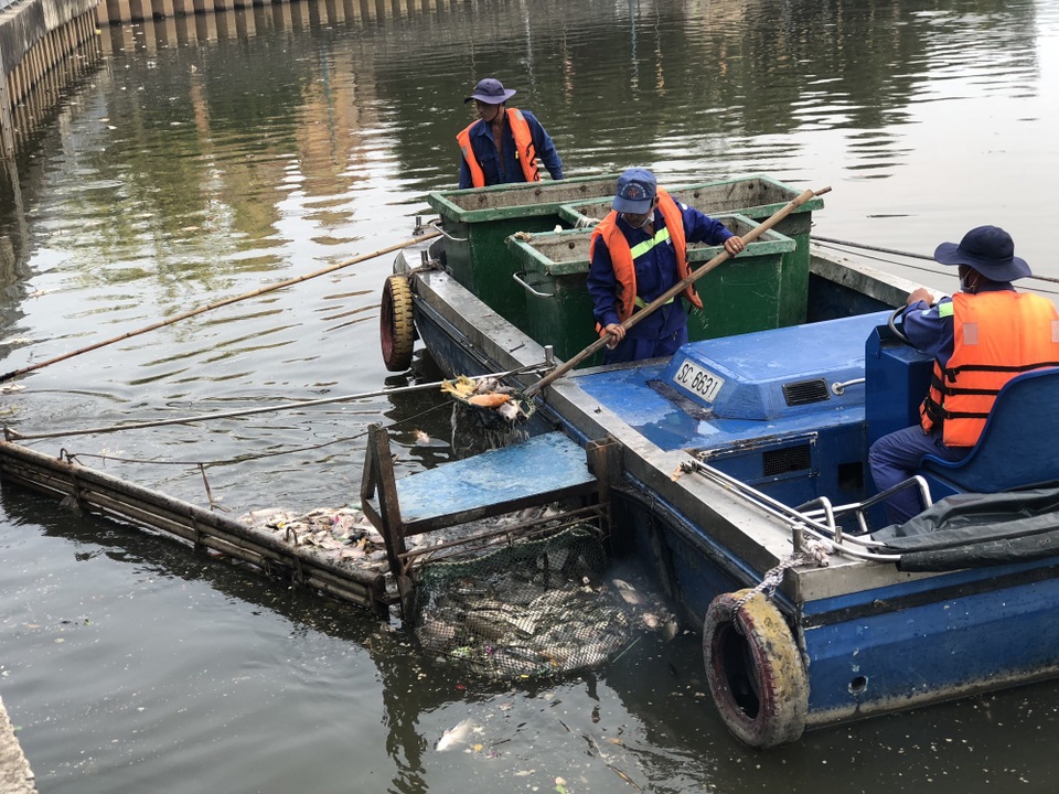 Huy động máy móc vớt hàng tấn cá chết trắng kênh Nhiêu Lộc - Thị Nghè - 5 Huy động máy móc vớt hàng tấn cá chết trắng kênh Nhiêu Lộc - Thị Nghè - 5