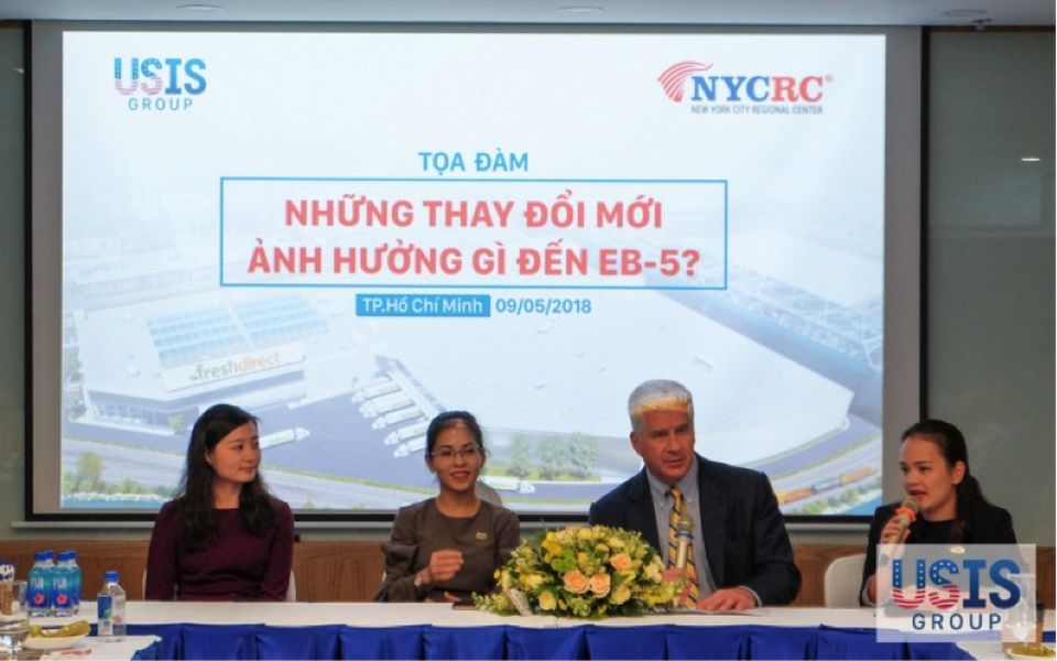 Phần Tọa đàm giữa Luật sư Di trú, Đại diện của Trung tâm vùng NYCRC và USIS Group trong buổi tọa đàm “Những thay đổi mới ảnh hưởng gì đến EB-5” tại TP.HCM (ngày 9/5)