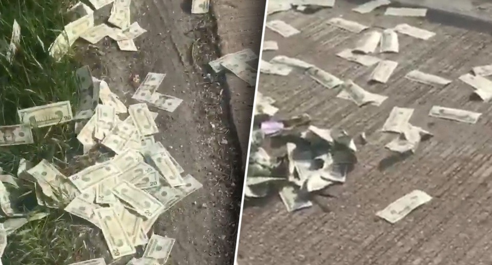 Mỹ: Xe chở 600.000 USD bung cửa, tiền mặt bay tứ tung - 1 
Ước tính hàng trăm nghìn USD đã bay xuống đường. (Ảnh: Yahoo)