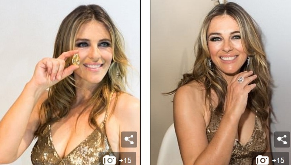 Elizabeth Hurley trẻ đẹp ở tuổi 53 - 6
Cô hào hứng thử nhiều món nữ trang triệu đô