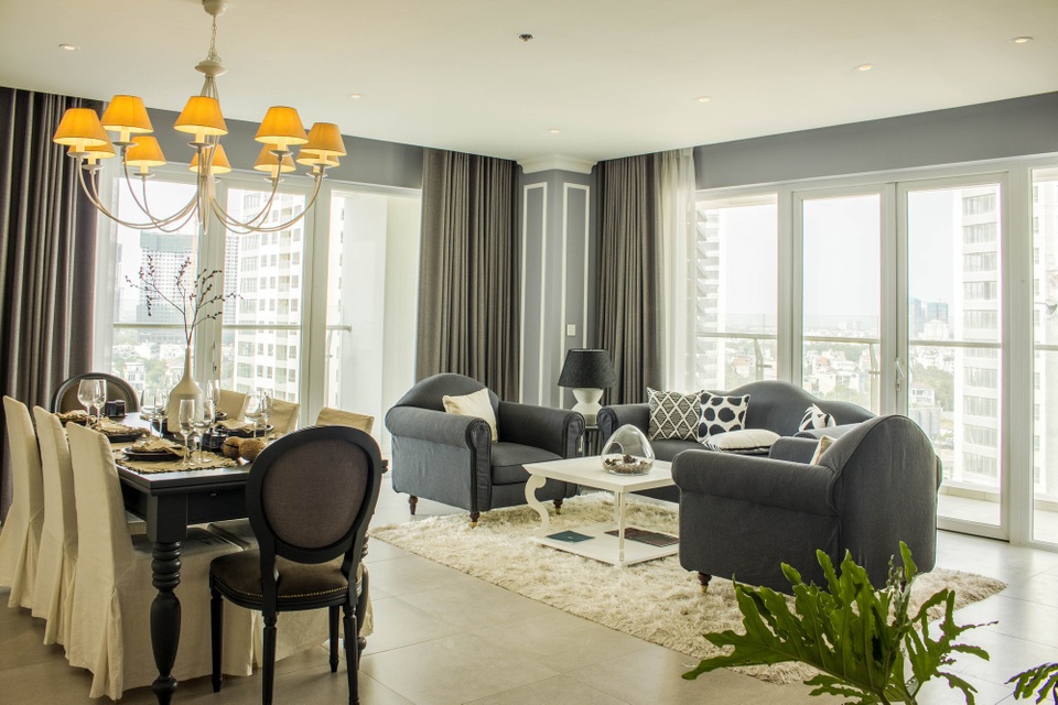 Hai phong cách thiết kế đầy ấn tượng tại tòa tháp Brilliant, Diamond Island - 5
Sự cuốn hút trong cách sử dụng các tone màu trắng, đen, xám và kem đầy tinh tế