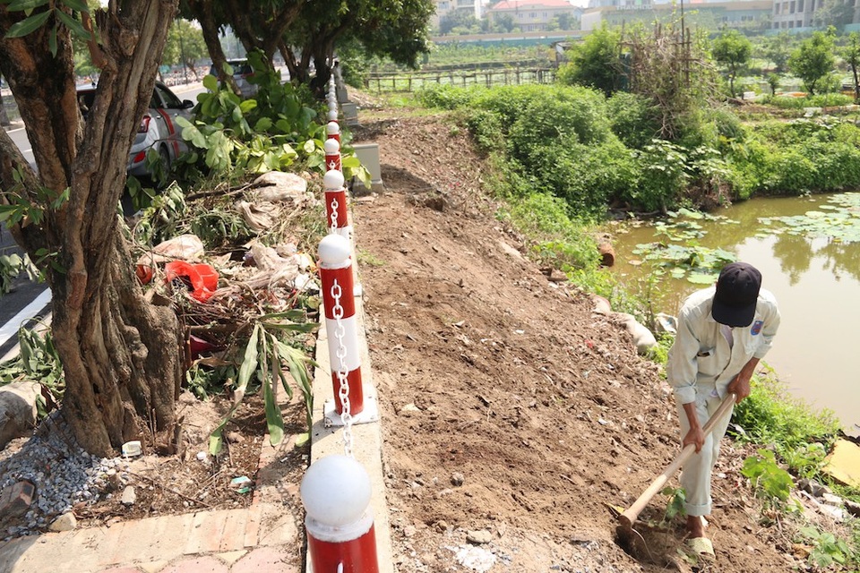 Phố đi bộ thứ hai của Hà Nội gấp rút chuẩn bị cho ngày khai trương - 7 
Cỏ dại hai bên đường được dọn dẹp sạch sẽ. Những khoảng đất trống dự kiến sẽ được lấp đầy bằng cây hoa.