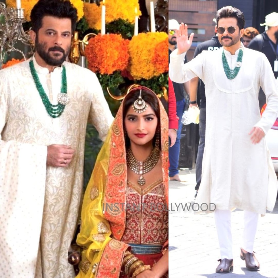 Cô dâu Sonam Kapoor đẹp như mộng trong hôn lễ xa hoa - 8
Sonam Kapoor và bố đẻ