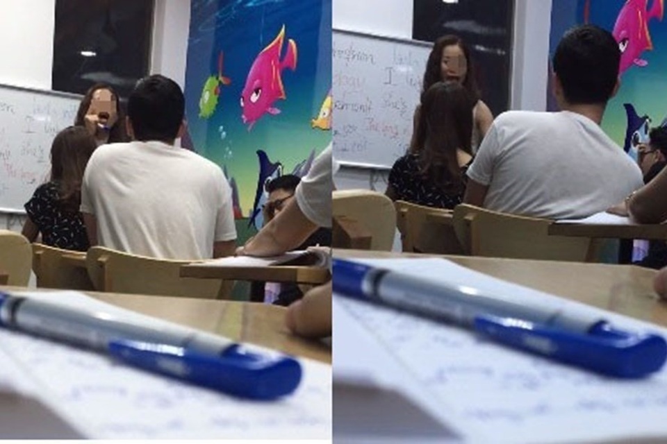 Giáo viên tiếng Anh chửi té tát học viên: Khi đồng tiền làm hoen ố giảng đường - 1
Giáo viên chửi học sinh không khác dân chợ búa. Ảnh cắt từ clip